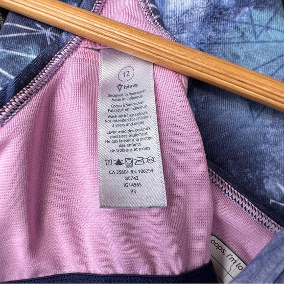Ivivva by Lululemon Girl's Blue Tie Dye Tank Top Size 12 Activewear - Picture 2 of 8